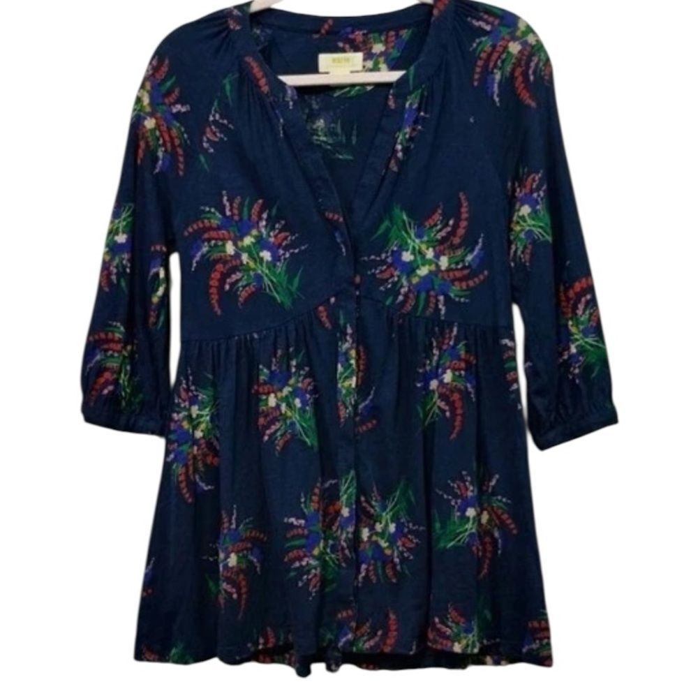 Anthropologie  Maeve Navy Floral Blouse small